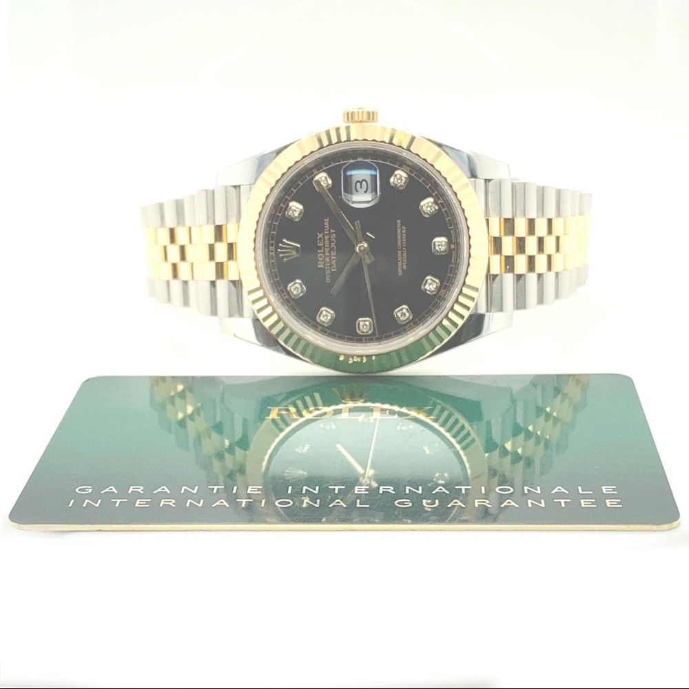 Rolex Datejust 41mm Two Tone Black Diamond Dial